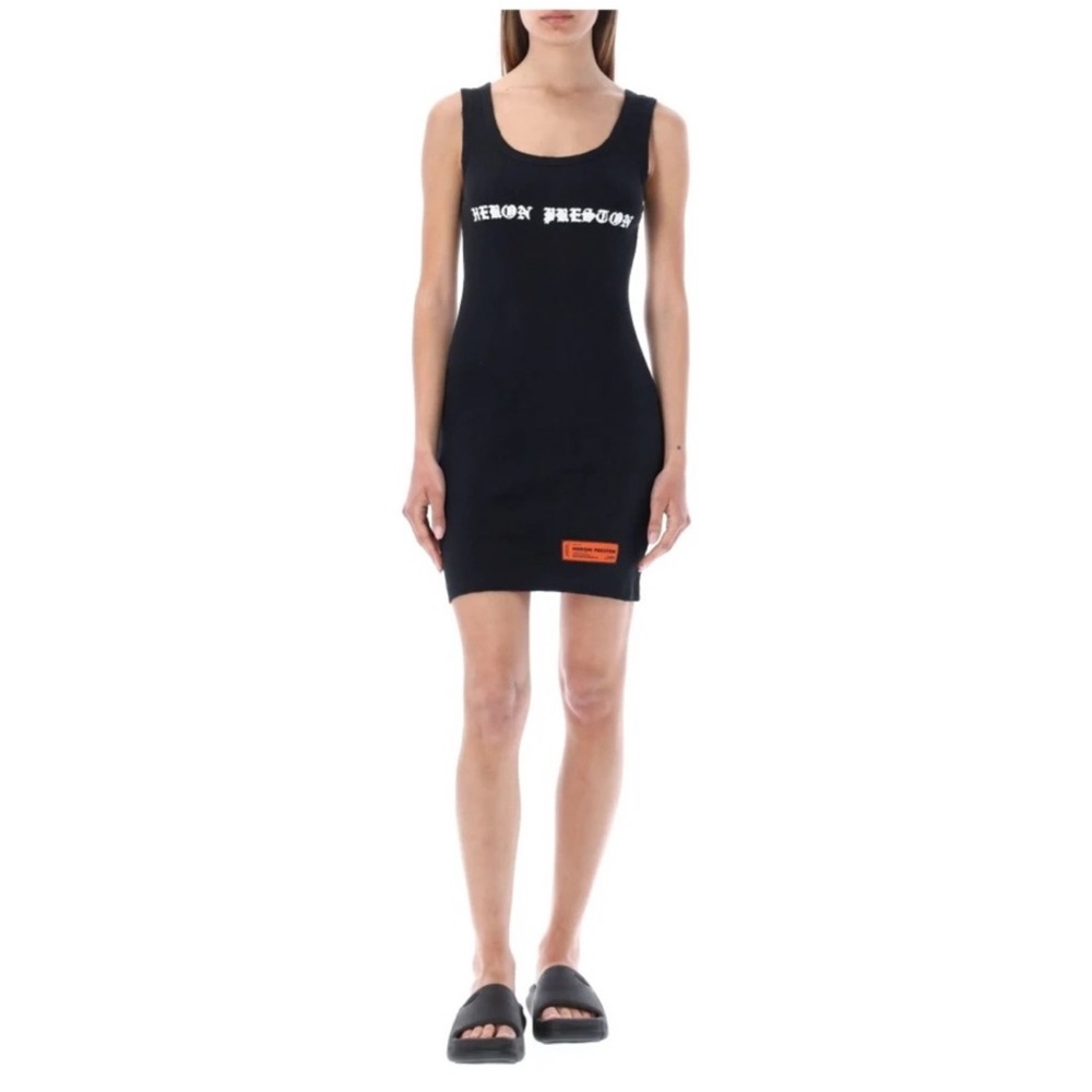 Heron Preston Black Mini Dress with Orange Detail